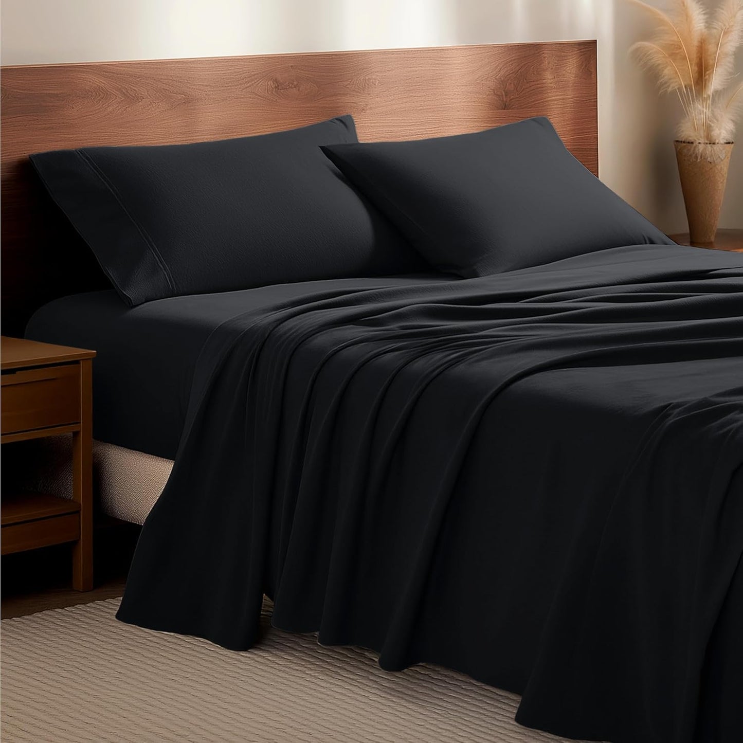 Bare Home Twin Flannel Sheet Set - Soft Cotton for Cozy Nights