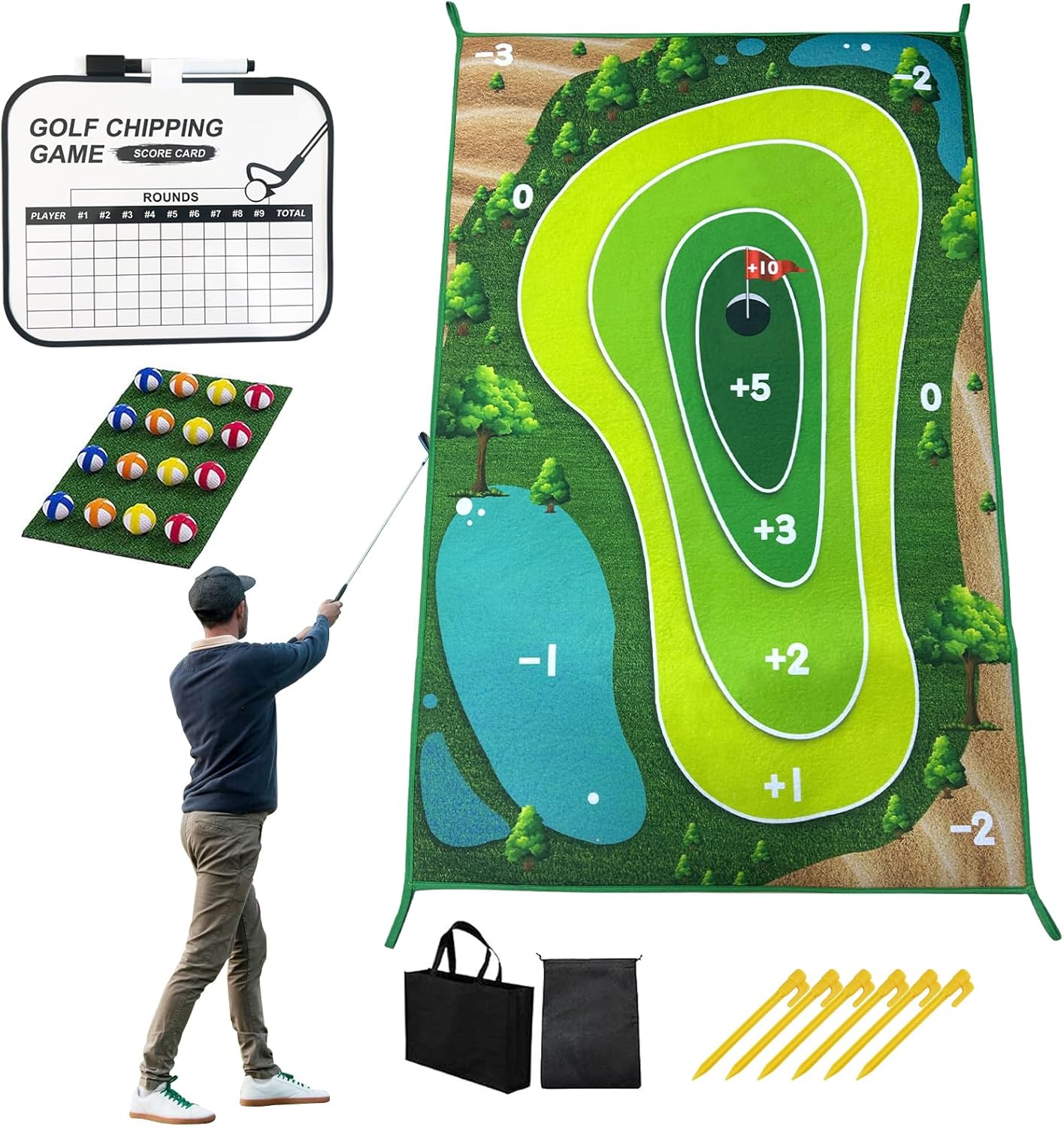 Practice Golf Chipping Mat for Family Fun