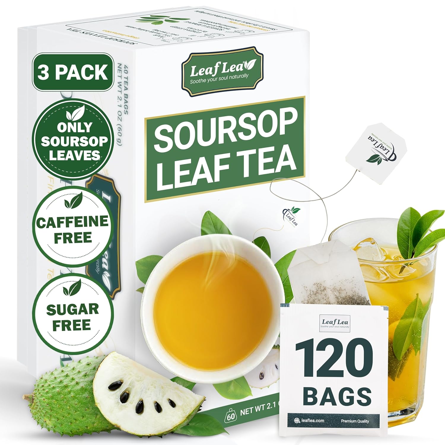 Soursop Tea Bags for Digestion and Skin Health - 120 Count