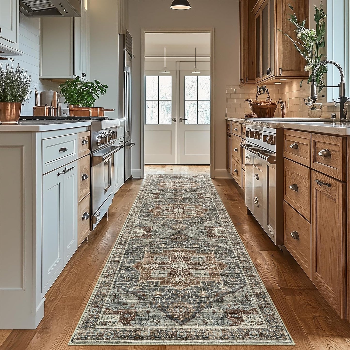 Washable Runner Rug 2ft 6inx8ft for Hallways - Non-Slip Design