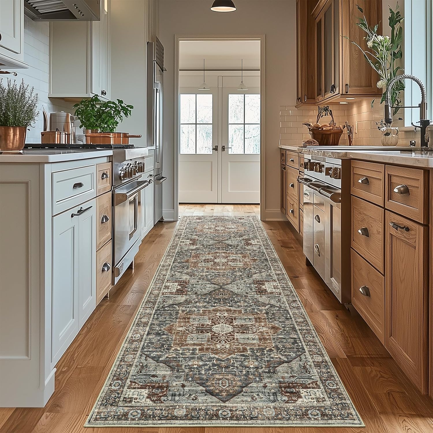 Washable Runner Rug 2ft 6inx8ft for Hallways - Non-Slip Design