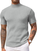Men's Mock Turtleneck Short Sleeve Sweater - Lightweight Knit Top