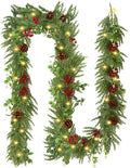 6FT Cedar Garland 2PCS Realistic Pine Faux Garland - Battery Lights