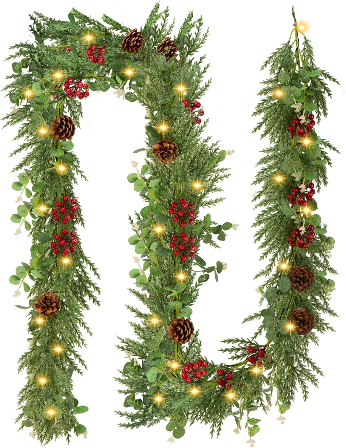 2PCS 6FT Christmas Decorations Cedar Garland for Holiday Decor