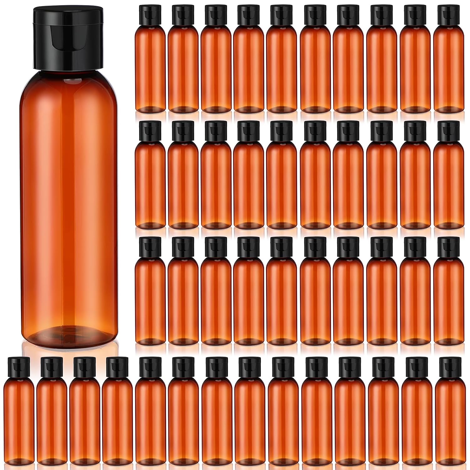 200 Pcs 2 oz Brown Plastic Empty Bottles for Travel and More