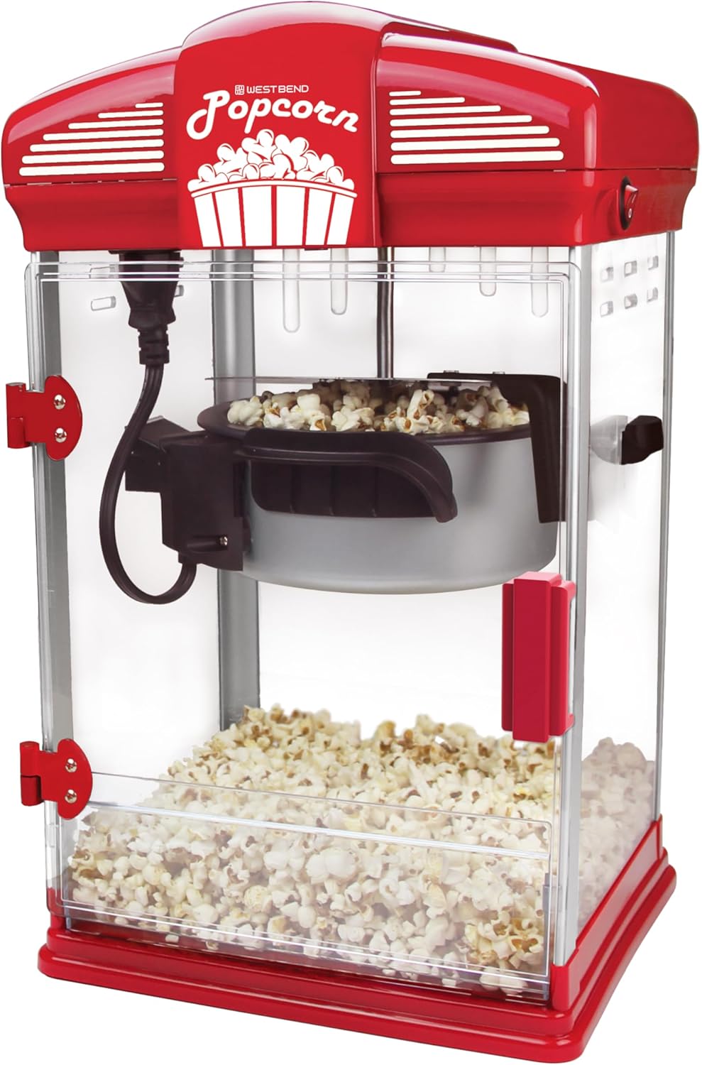 Deluxe Movie Theater Popcorn Maker, Nonstick Kettle, Red
