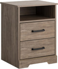 Prepac Rustic Ridge Farmhouse Nightstand - Sturdy Brown Bedside Table