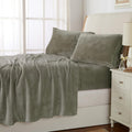 Full Micro Fleece Sheets Set in Fog Taupe - Ultra Soft Deep Pockets