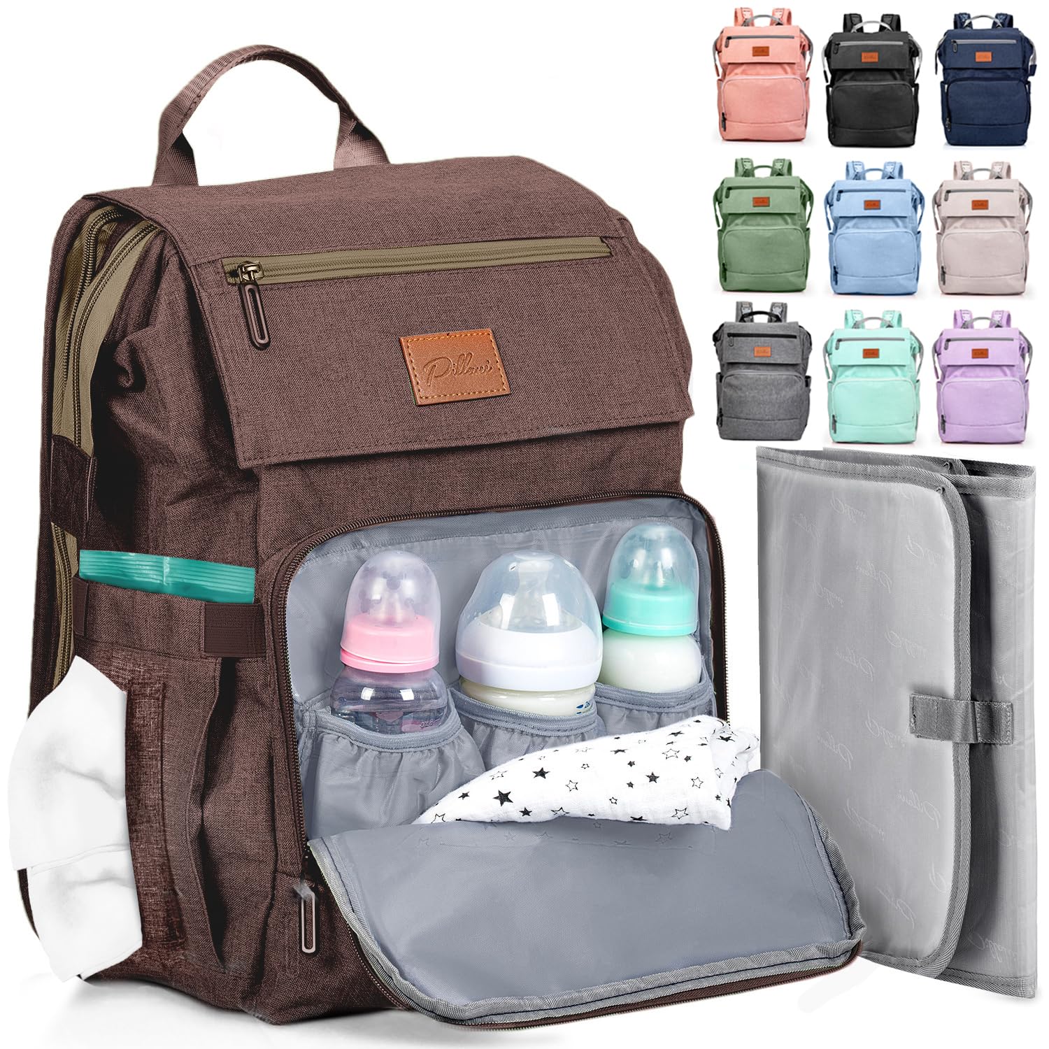PILLANI Baby Diaper Bag Backpack - Large Waterproof Travel Bag