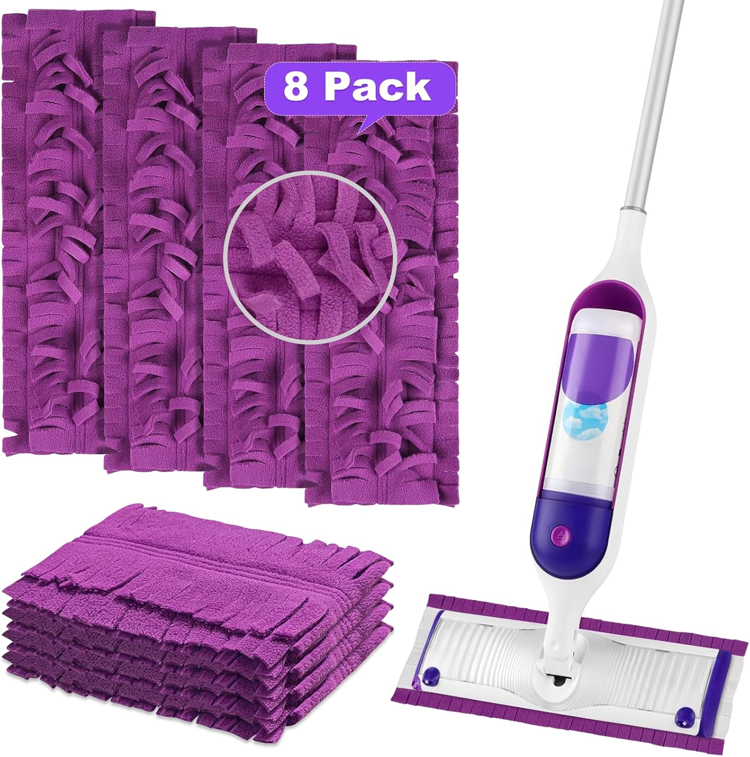 8 Pack Washable Mop Pads for Swiffer PowerMop