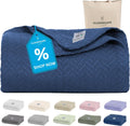 Cloud Scape Linen Herringbone Cotton Twin Blanket - Soft Year-Round