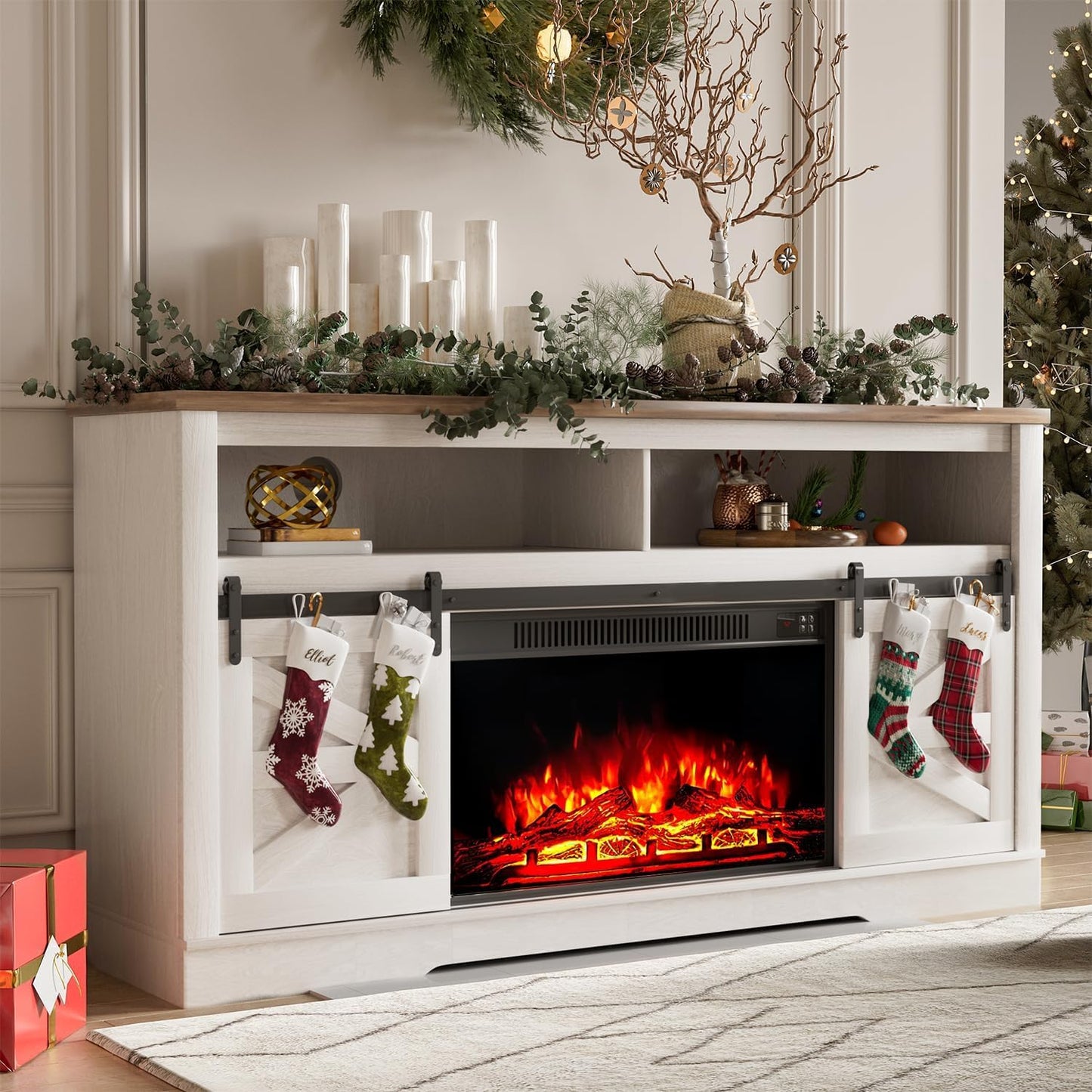 YESHOMY Fireplace TV Stand for 65 Inch TVs with Storage