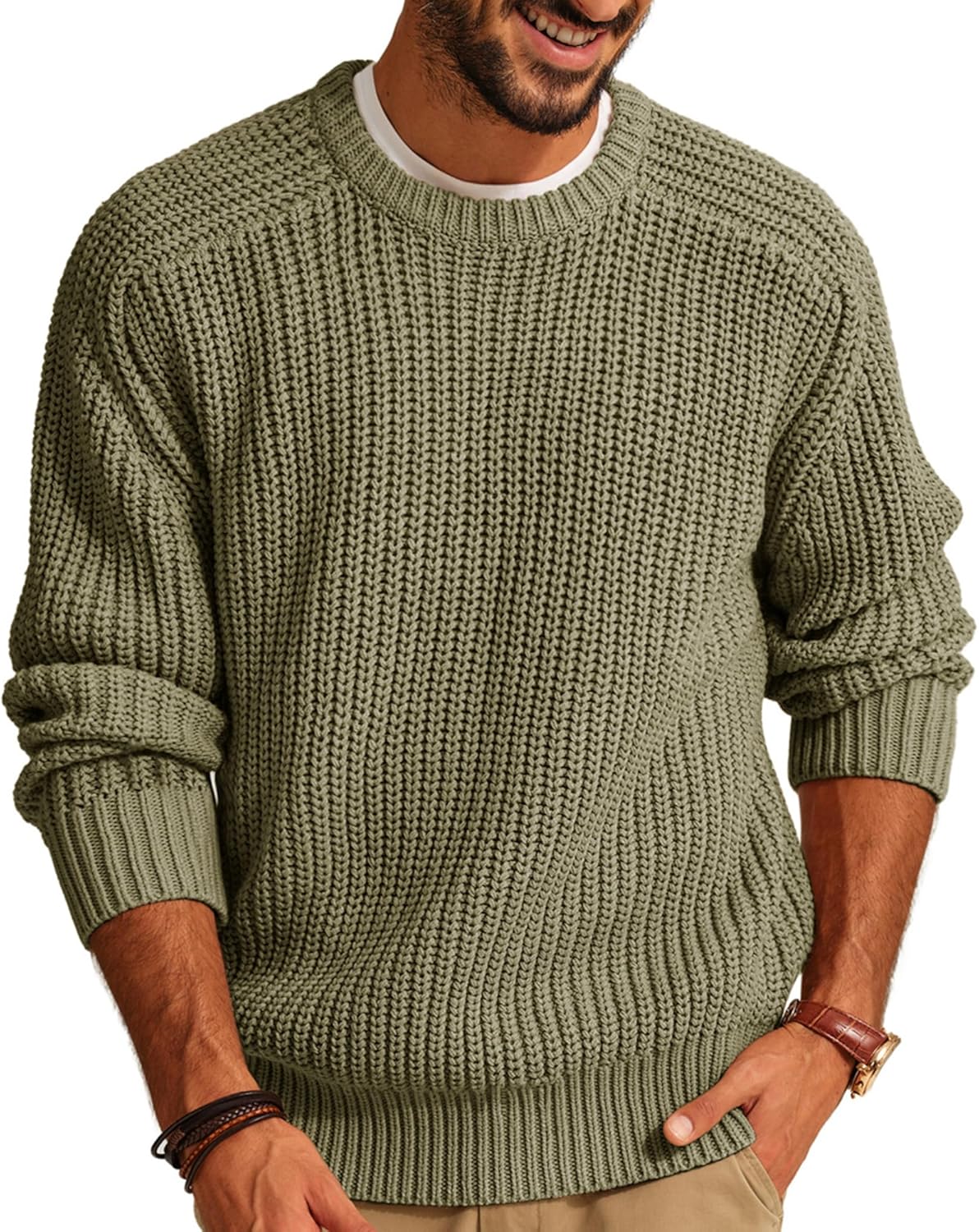 PJ PAUL JONES Mens Sweater Crewneck Knit Casual Pullover Style