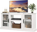 Retro TV Stand for 65 in TV - Spacious White Console with Storage