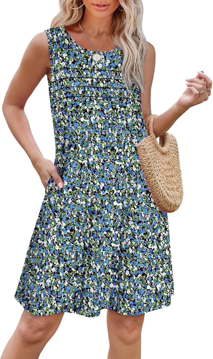 OFEEFAN Sleeveless Tank Dress: Pockets for Summer Style
