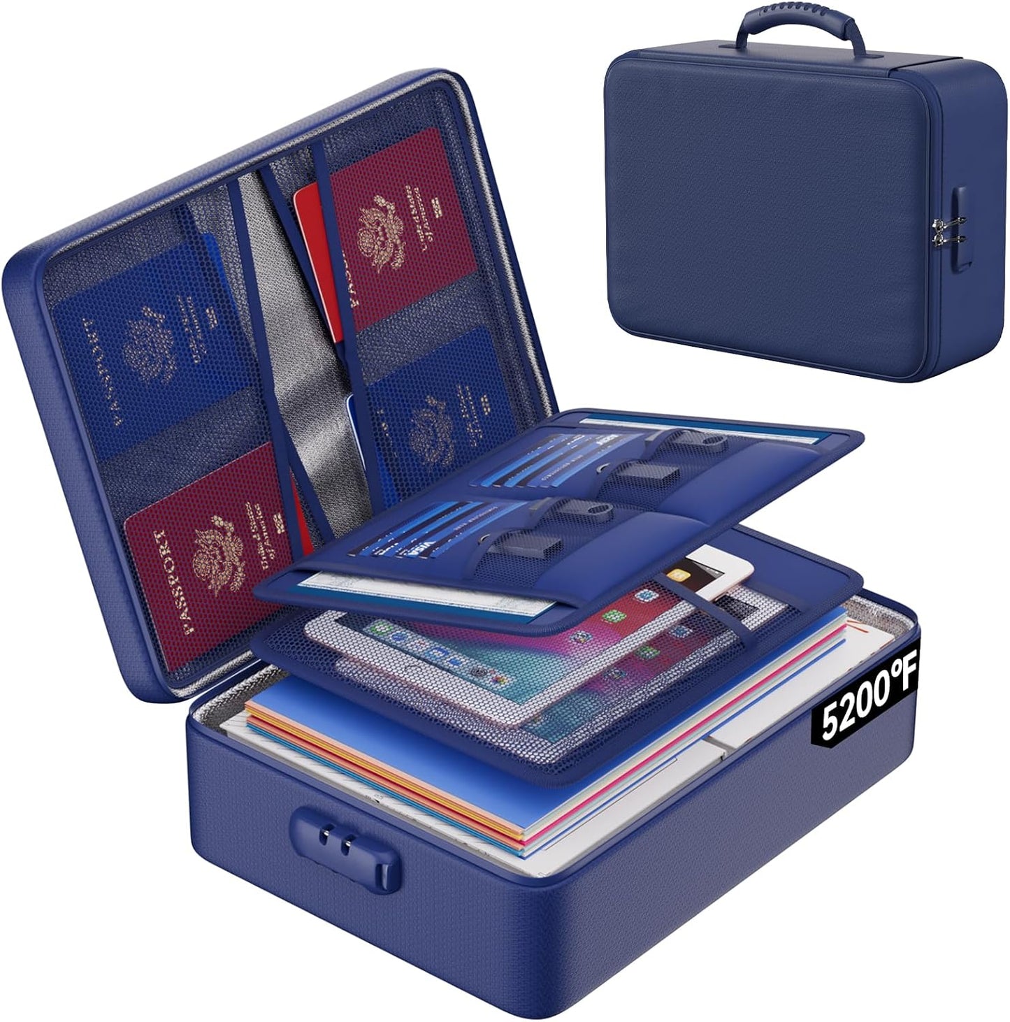 ENGPOW 5200F Fireproof Document Bag with Lock for Safety