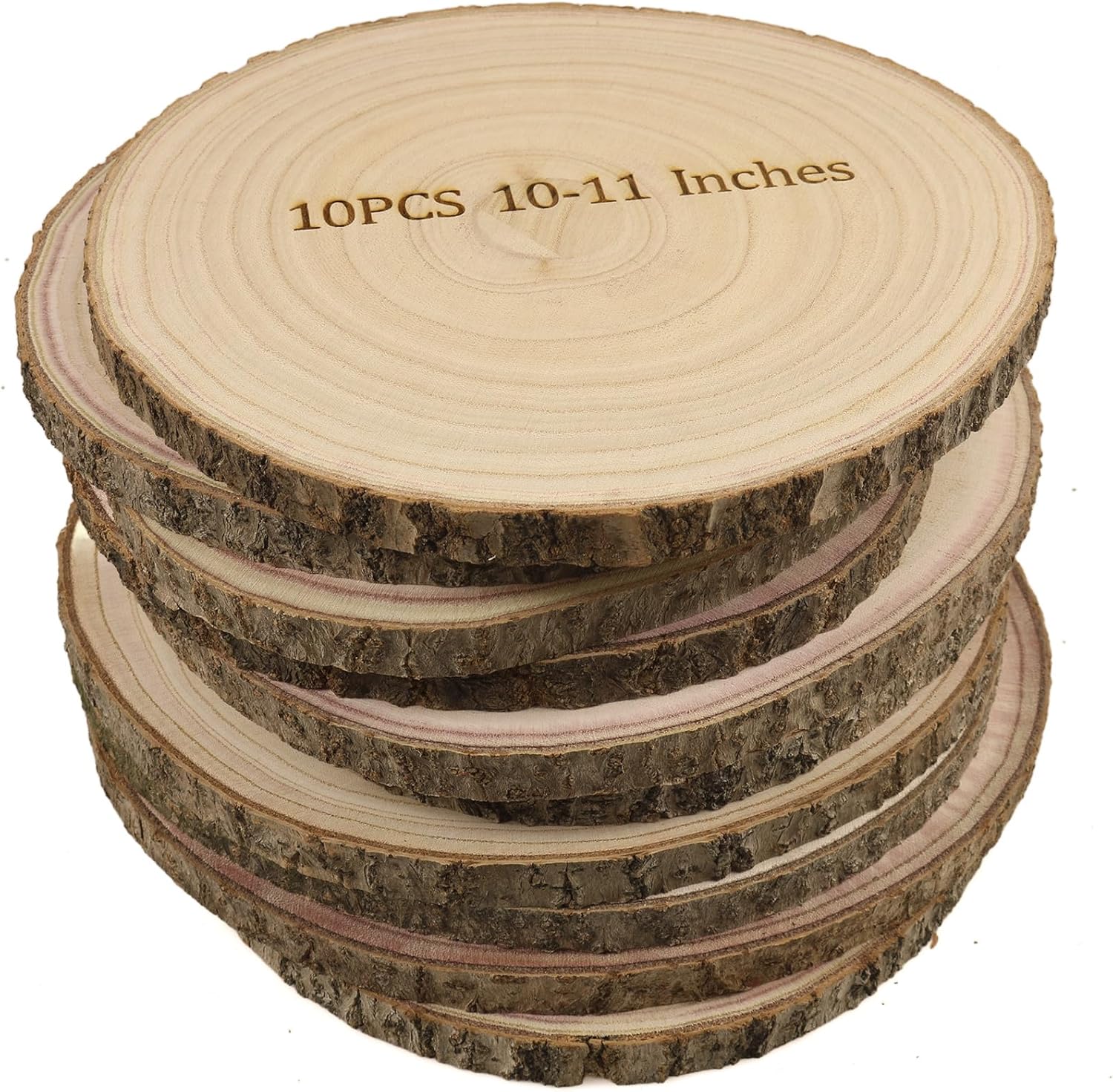 Natural Wood Slices for Centerpieces - Rustic Decor Set of 10
