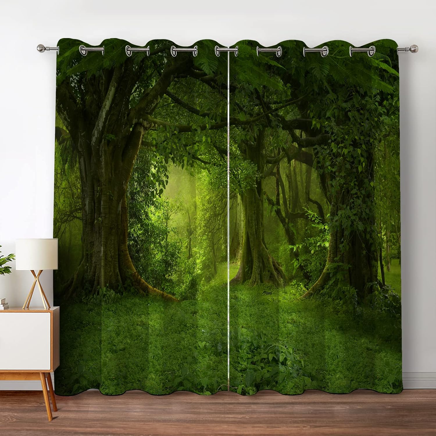 Jekeno Forest Blackout Curtains for Tropical Jungle Decor