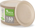100% Compostable Paper Plates 9 in. - Sturdy Tree Free Tableware