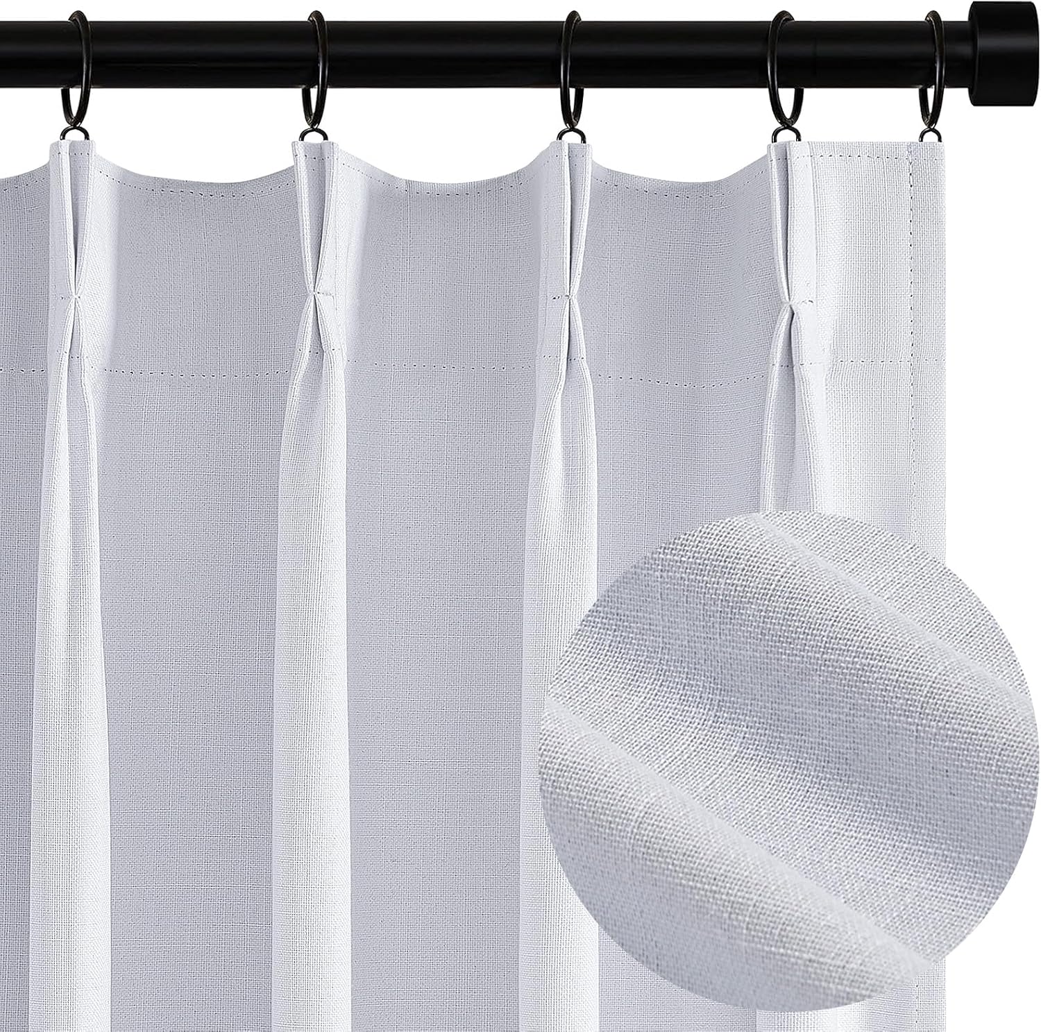 Topfinel White 100% Blackout Curtains for Complete Darkness