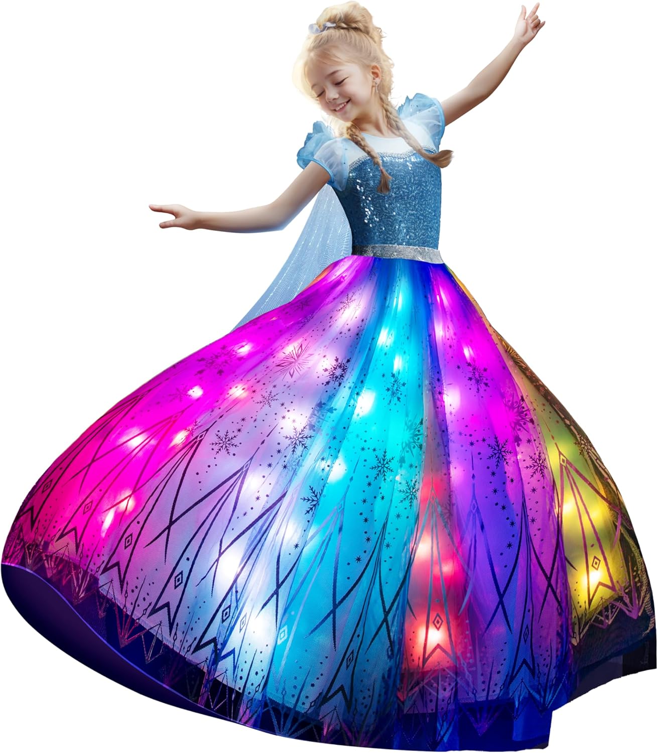 RGB LED Light Up Princess Dress for Interactive Dress Up Fun
