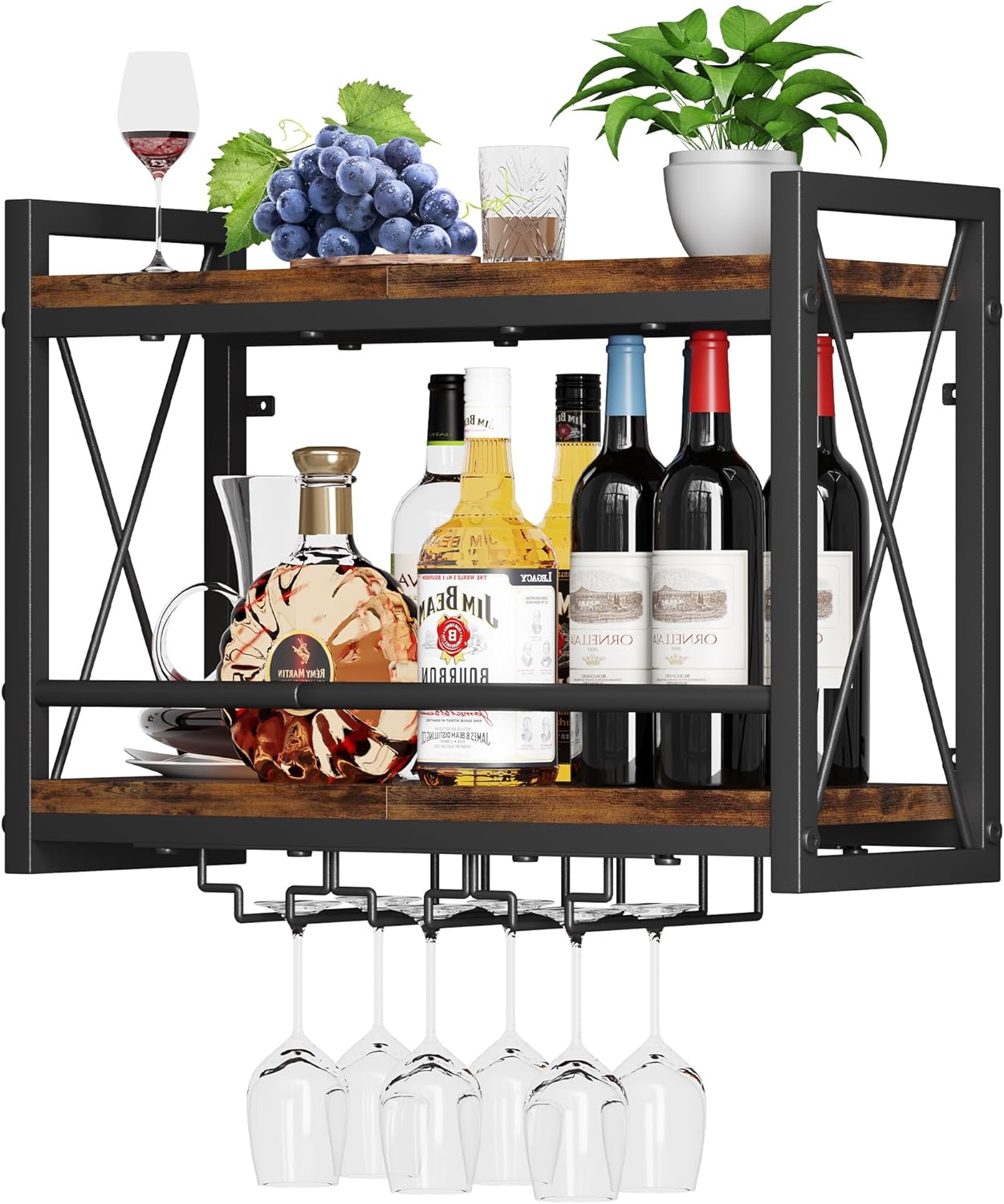 Homeiju Wall Mounted Wine Rack for Stylish Home Bar Display