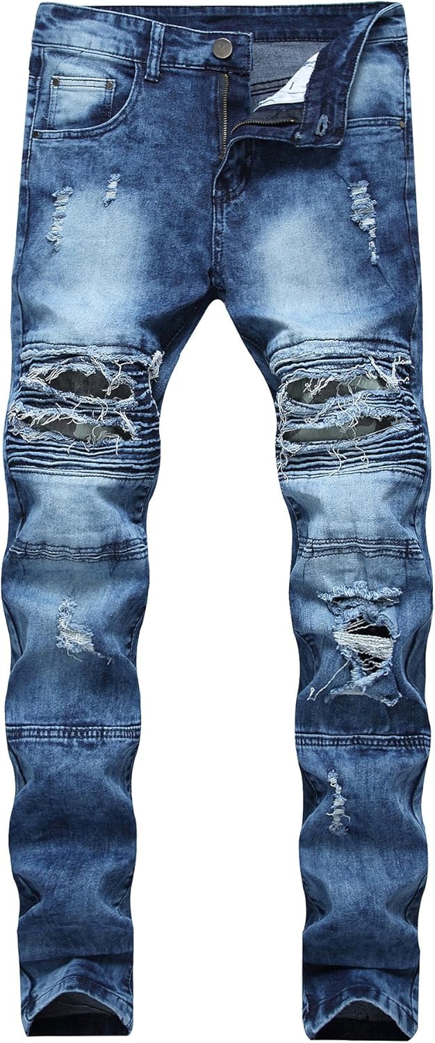 Men's Ripped Skinny Stretch Distressed Slim Jeans for Style