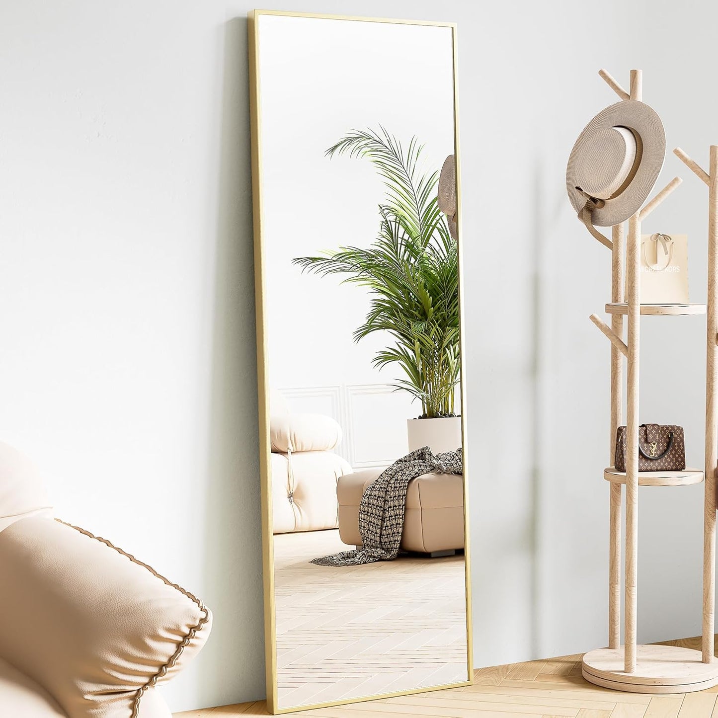 Full Length Mirror 59inx17in with Aluminum Alloy Frame in Gold
