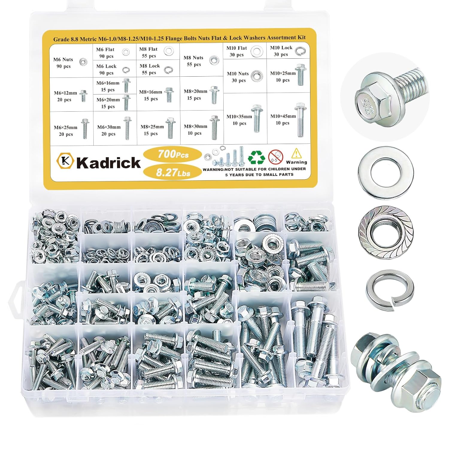 Kadrick 700Pcs Grade 8.8 Metric Bolt Assortment for Heavy Duty