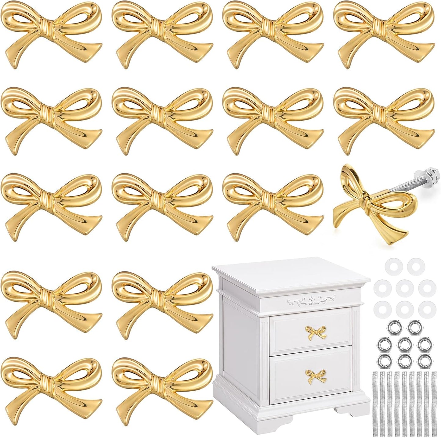 Elegant Gold Bow Drawer Knobs for Dresser and Cabinets