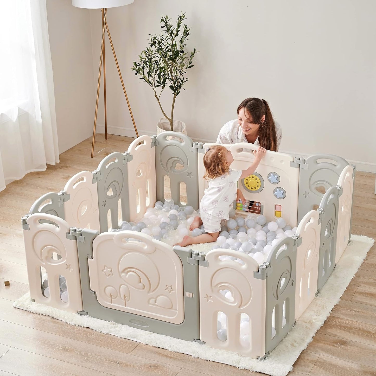 Folding Baby Playpen with Whiteboard & Activity Wall by Fortella