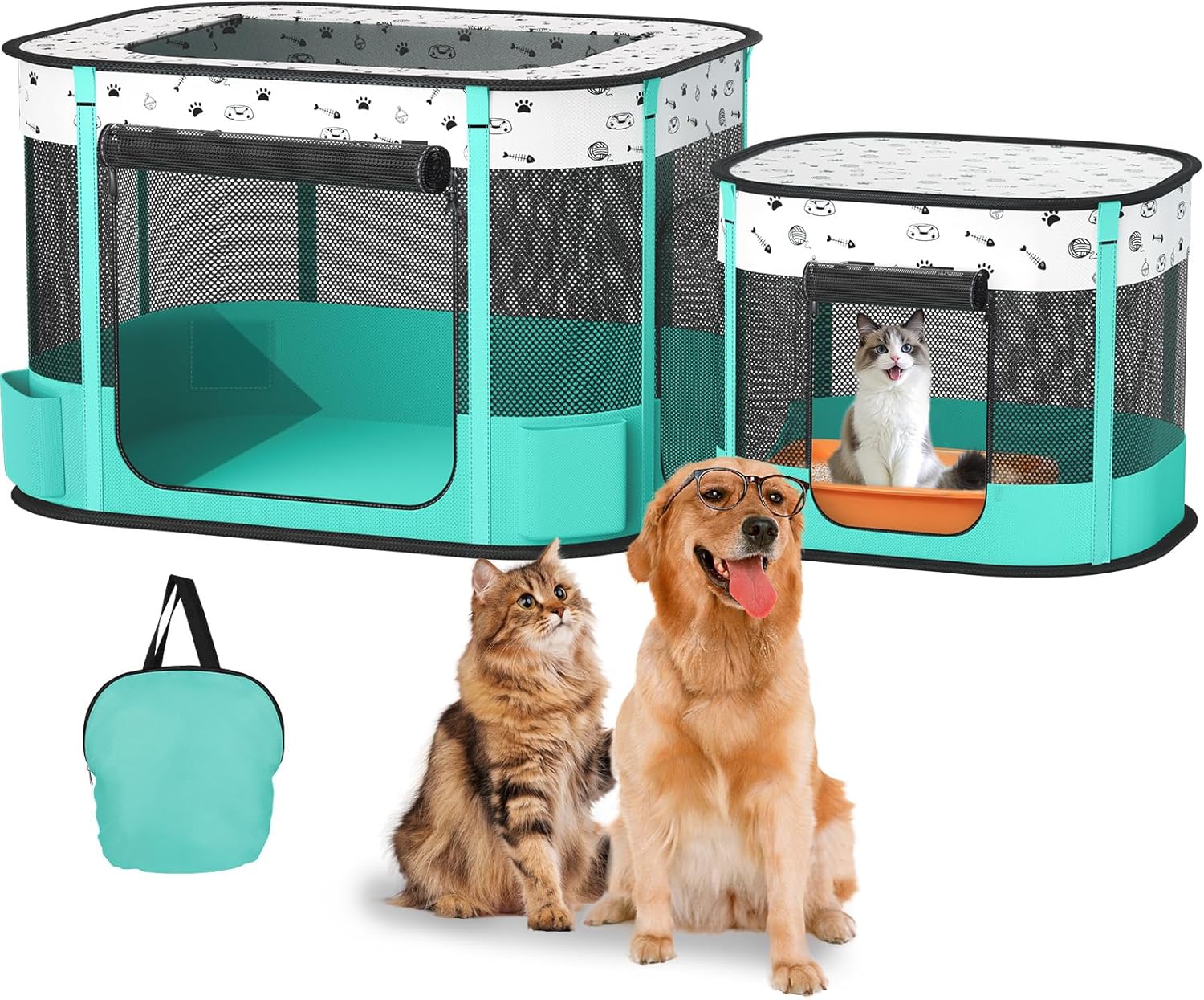Portable Cat Playpen for Indoor and Outdoor Use, 32x24x22 in
