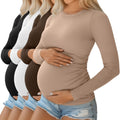 Ficerd Women's Maternity Ribbed Long Sleeve Tee 4-Pack - Comfortable