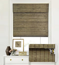 Bamboo Roman Shades No Tools No Drill Cordless - Driftwood 27in x 64in
