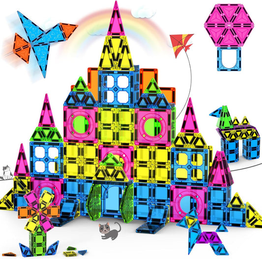 250 PCS Magnetic Tiles for Kids - Fun Educational Building Blocks