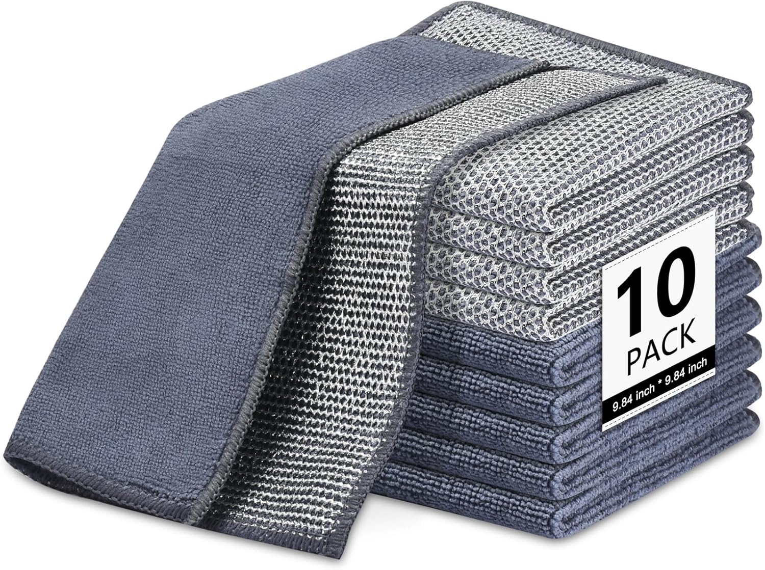 New 2-Layer Non-Scratch Dish Rags x10 - For Ultimate Kitchen Cleaning
