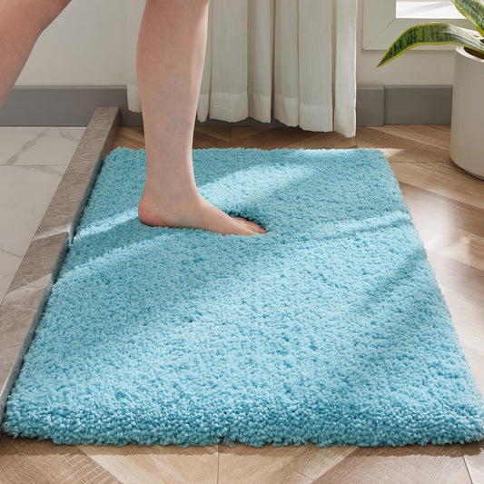 Teal Bathroom Rug 24x36 Non Slip Fluffy Bath Mat for Luxury