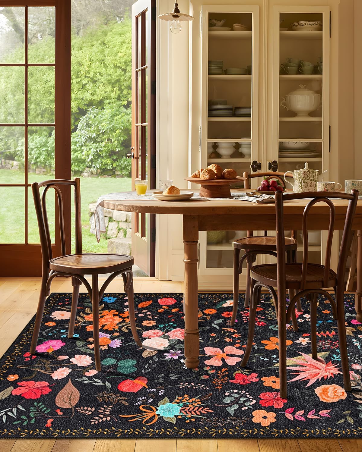 Boho Washable Area Rug 6x9 for Living Room and Bedroom Use