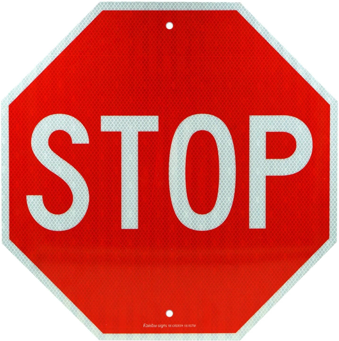 Faittoo Stop Sign 24 x 24 Inches Reflective Aluminum Warning Sign