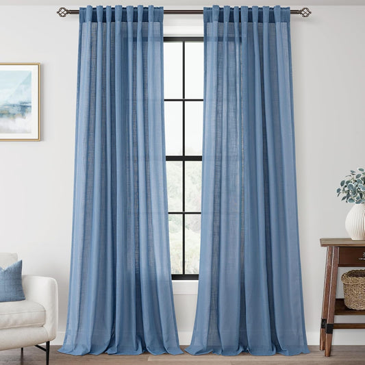 Denim Blue Curtains for Living Room - Modern Farmhouse Style