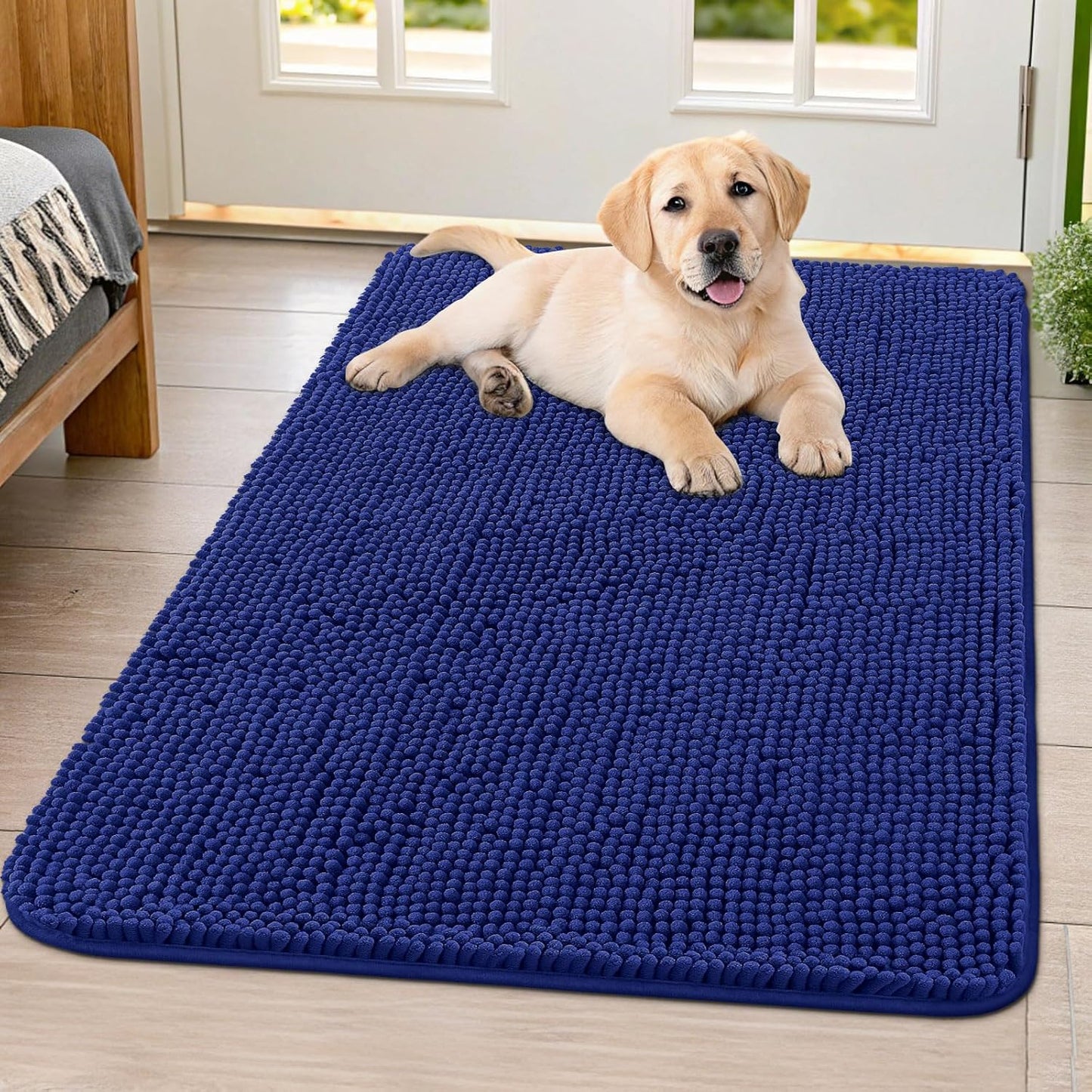 Smiry Dog Door Mat for Muddy Paws - Absorbent Chenille Mat