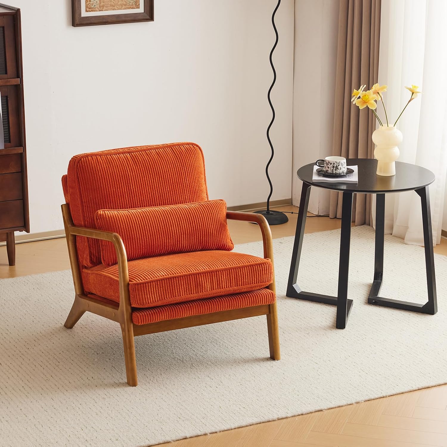 Mid-Century Modern Accent Chair with Pillow for Cozy Living