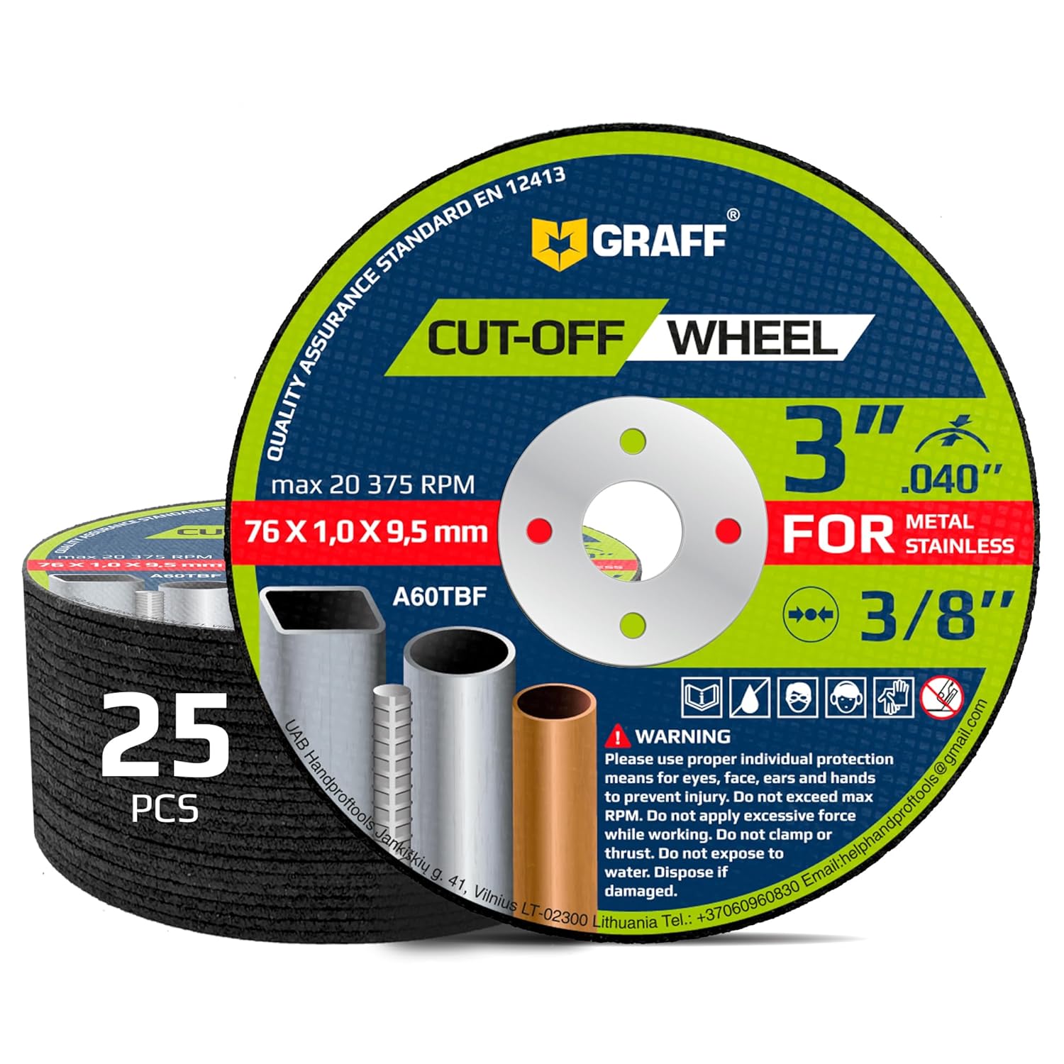 Fast Cut: 3 Thin Metal Cutting Discs by GRAFF (25 Pack)