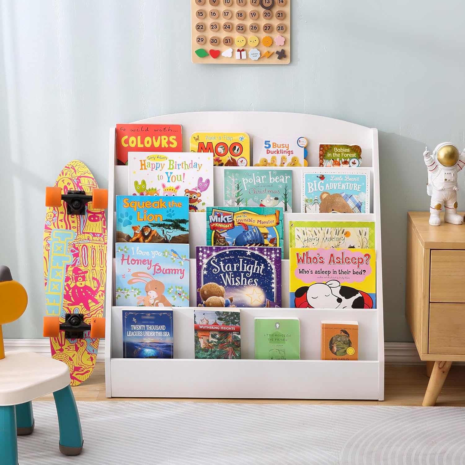 5-Tier Kids Bookshelf for Classrooms and Playrooms - White