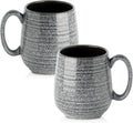 Hasense Large Coffee Cups Ceramic Set of 2 - 20 oz Grey Mugs