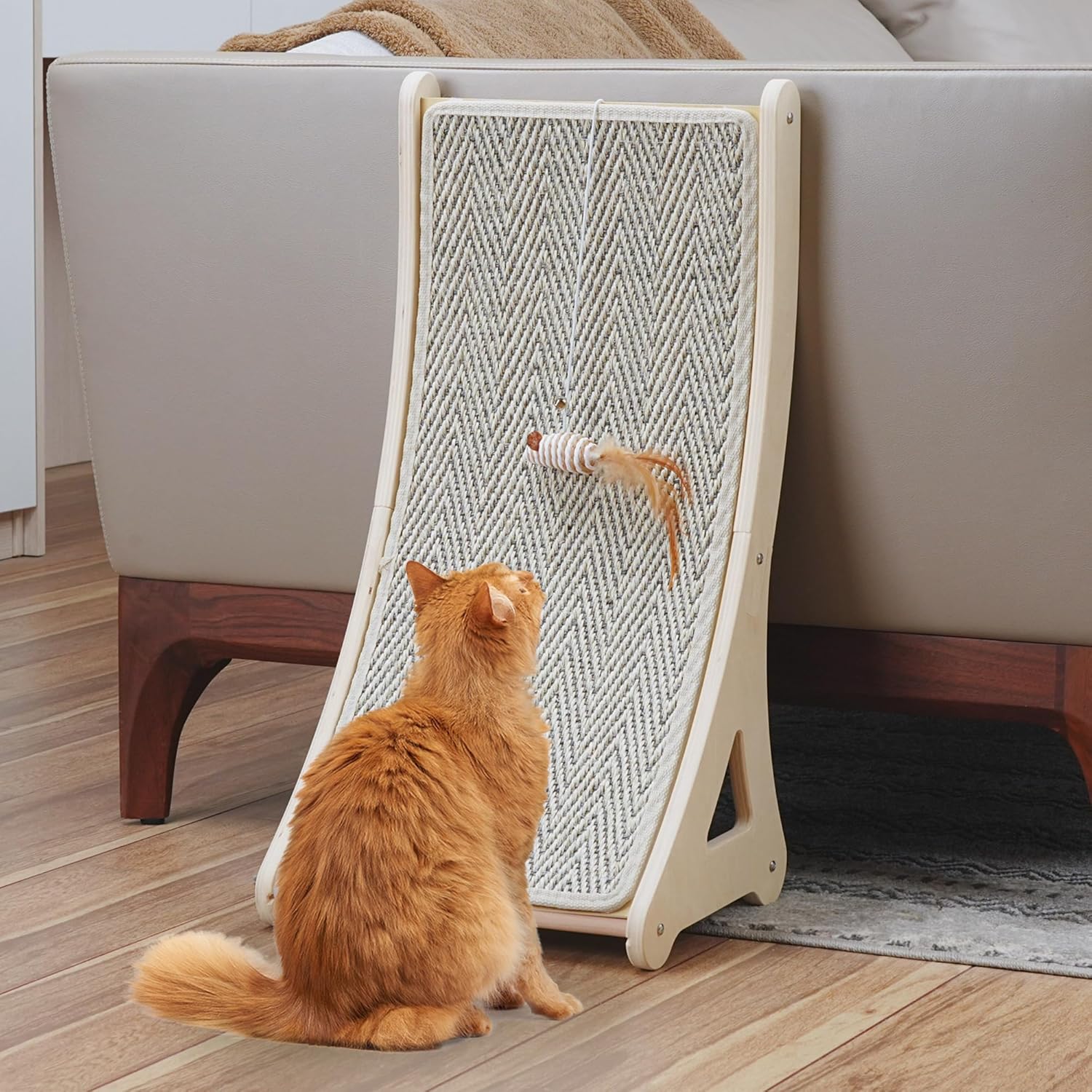 Curved Cat Scratcher for Indoor Cats - Durable Sisal Ramp