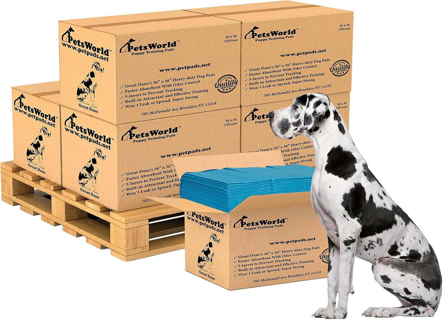 PETSWORLD Giant Dog Potty Pads - Ultra Absorbent 36x36 Size