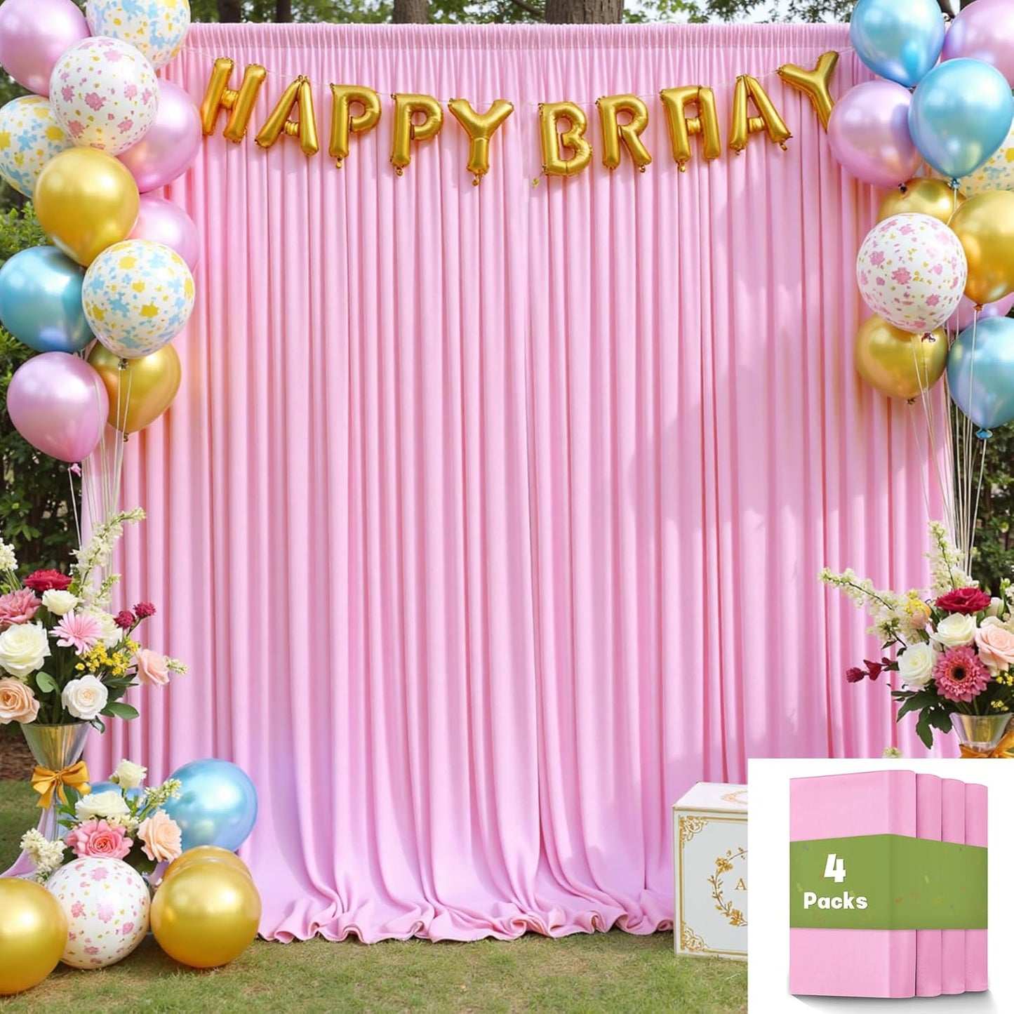 20ftx10ft Wrinkle Free Pink Backdrop Curtain for Parties
