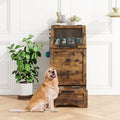 Dog Feeding Station with Elevated Bowls and Storage Cabinet