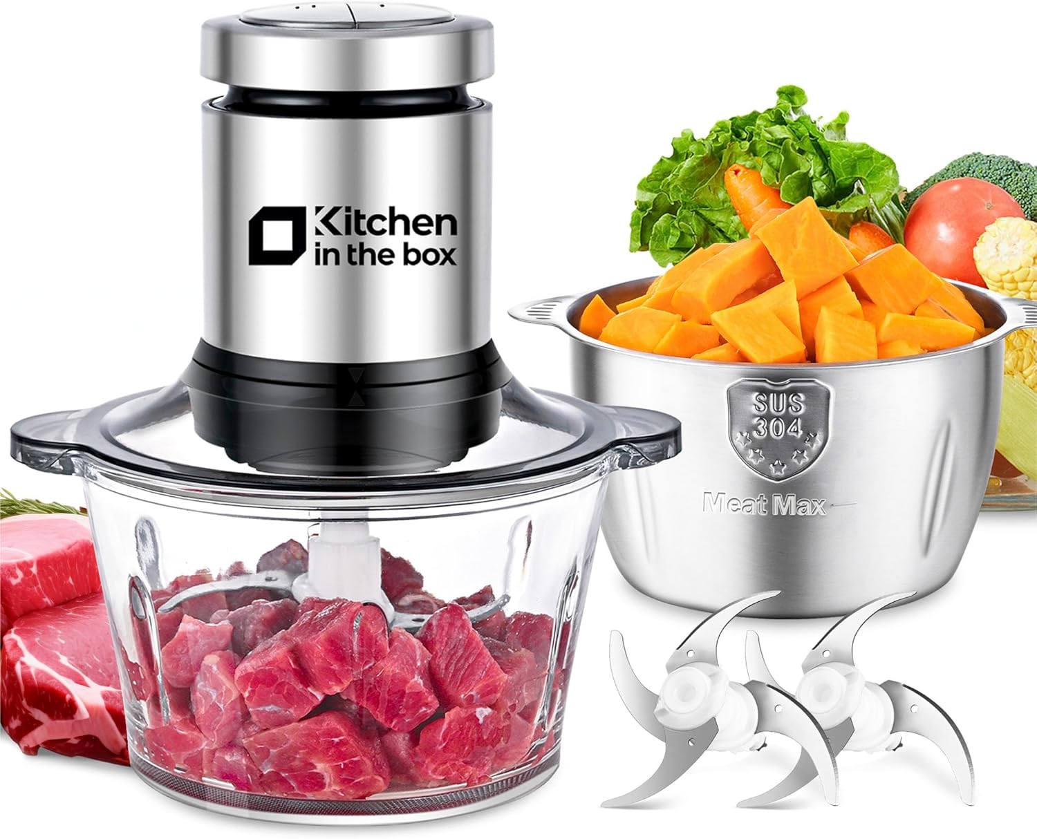 Kitchen in the box Food Processors with 400W All-Copper Motor